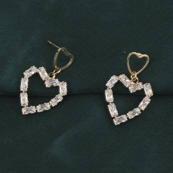Gold Plated Elegant Party Wear Heart Shape Stud Earring For Women Girl 4