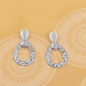 Silver Plated Stylish Diamond Dangle Earring For Women Girl 2