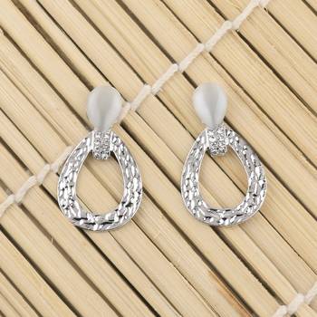 Silver Plated Stylish Diamond Dangle Earring For Women Girl 4