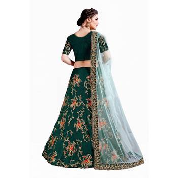 Amped Green Satin Embrodery  Lehenga Choli 2
