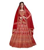 Desi Lady Red  Satin Embrodery  Lehenga Choli