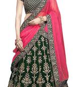 Pooja Green Satin Embrodery  Lehenga Choli
