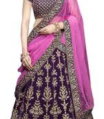 Pooja Purple Satin Embrodery  Lehenga Choli