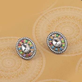 Party Wear Multi Colour Stud Earring For Women Girl 2