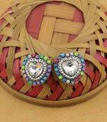 Charm Heart Shape Diamond Multi Colour Stud Earring For Women Girl