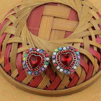 Stylish Heart Shape Diamond Multi Colour Stud Earring For Women Girl 1
