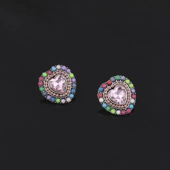 Charm Stylish Heart Shape Diamond Stud Earring For Women Girl 3