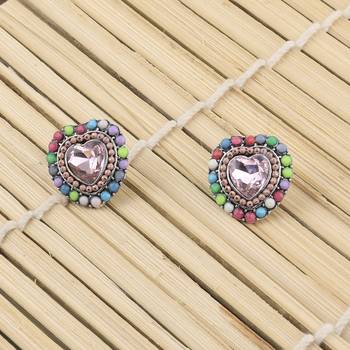 Charm Stylish Heart Shape Diamond Stud Earring For Women Girl 4