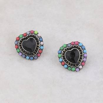 Stylish Heart Shape Diamond Stud Earring For Women Girl 3