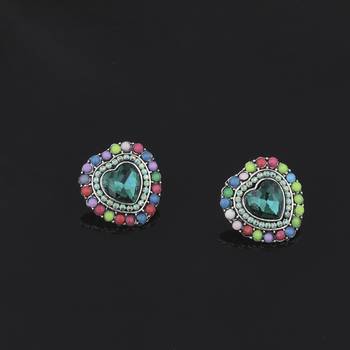 Fancy Stylish Heart Shape Diamond Stud Earring For Women Girl 3