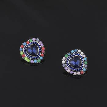 Fashion Party Wear Multi Colour Heart Shape Stud Earring For Women Girl 3