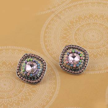 Fancy Party Wear Multi Colour Stud Earring For Women Girl 2