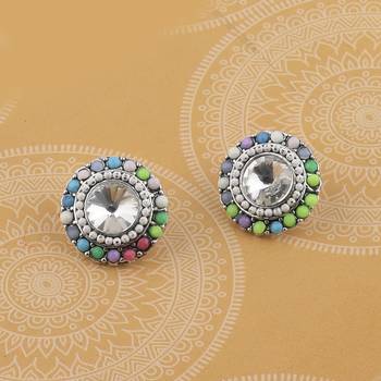 Charm Stylish Party Wear Multi Colour Stud Diamond Earring For Women Girl 2
