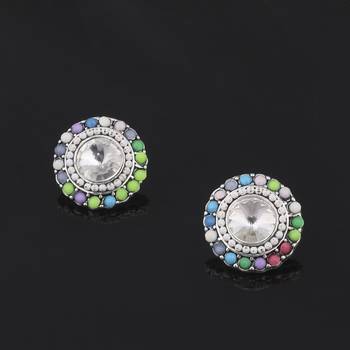 Charm Stylish Party Wear Multi Colour Stud Diamond Earring For Women Girl 3