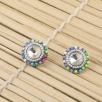 Charm Stylish Party Wear Multi Colour Stud Diamond Earring For Women Girl 4