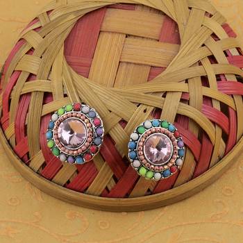 Elegant Party Wear Multi Colour Stud Diamond Earring For Women Girl 1