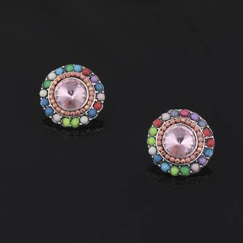 Elegant Party Wear Multi Colour Stud Diamond Earring For Women Girl 3