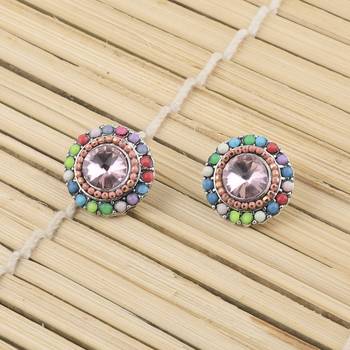 Elegant Party Wear Multi Colour Stud Diamond Earring For Women Girl 4