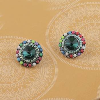 Fancy Party Wear Multi Colour Stud Diamond Earring For Women Girl 2