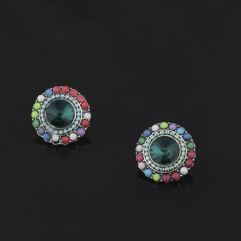 Fancy Party Wear Multi Colour Stud Diamond Earring For Women Girl 3
