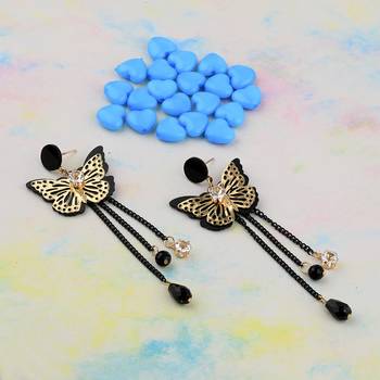 Party Wear Butterfly Designe Long Dangle Earring For Women Girl 4