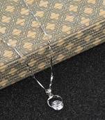 Silver Plated Delicated Stylish Chain Solitaire Diamond Pendant For Women