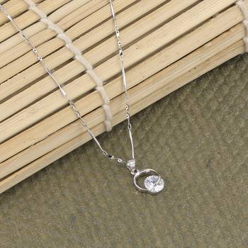 Silver Plated Delicated Stylish Chain Solitaire Diamond Pendant For Women 2