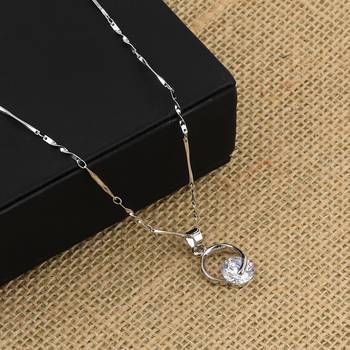 Silver Plated Delicated Stylish Chain Solitaire Diamond Pendant For Women 4