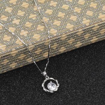 Silver Plated Delicated Chain With Simple Round Solitaire Diamond Pendant For Women 1