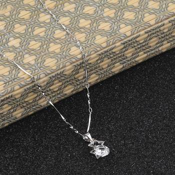 Silver Plated Delicated Chain With Star Shape Solitaire Diamond Pendant For Women 1