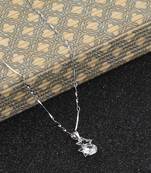 Silver Plated Delicated Chain With Star Shape Solitaire Diamond Pendant For Women