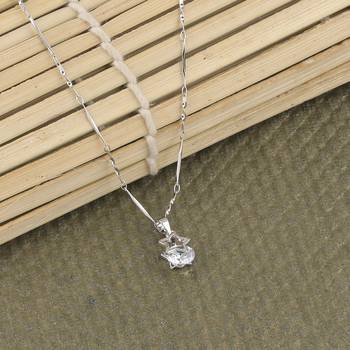 Silver Plated Delicated Chain With Star Shape Solitaire Diamond Pendant For Women 2