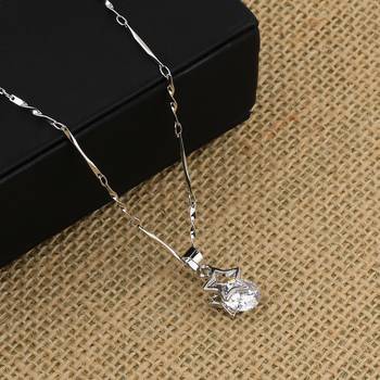 Silver Plated Delicated Chain With Star Shape Solitaire Diamond Pendant For Women 4