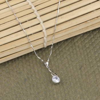 Silver Plated Party Wear Chain With Delicate Solitaire Diamond Pendant For Women 2
