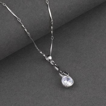 Silver Plated Party Wear Chain With Delicate Solitaire Diamond Pendant For Women 3