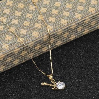 Gold Plated Delicated Chain With Guitar Shape Solitaire Diamond Pendant For Women 1