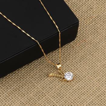 Gold Plated Delicated Chain With Guitar Shape Solitaire Diamond Pendant For Women 4
