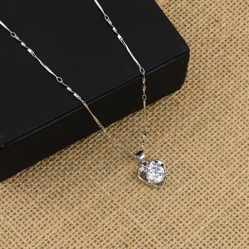 Silver Plated Chain With Big  Heart Shape Solitaire Diamond Pendant For Women 4
