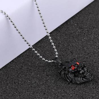 Silver Plated Stylist Chain With Lion Design Black Pendant With Diamond For Man Boys 3