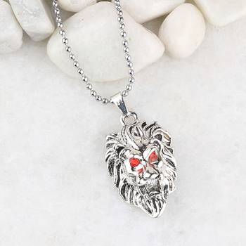 Silverplated Attractive Chain With Lion Design Silver Pendant With Diamond For Man Boy 2