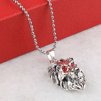 Silverplated Attractive Chain With Lion Design Silver Pendant With Diamond For Man Boy 3
