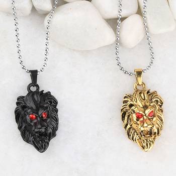Silver Plated Stylist Chain With Lion Design Combo Chain Pendant For Man Boys-2Piece 3