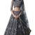 Grey Thread Embroidered With Stone Pasting Net Semi Stitched bridal lehenga
