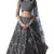 Grey Thread Embroidered With Stone Pasting Net Semi Stitched bridal lehenga