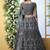 Grey Thread Embroidered With Stone Pasting Net Semi Stitched bridal lehenga