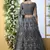Grey Thread Embroidered With Stone Pasting Net Semi Stitched bridal lehenga