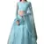 Sky Blue Thread Embroidered With Stone Pasting Net Semi Stitched bridal lehenga