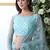 Sky Blue Thread Embroidered With Stone Pasting Net Semi Stitched bridal lehenga