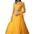 Mustard Thread Embroidered With Stone Pasting Net Semi Stitched Lehenga Choli With Dupatta