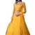 Mustard Thread Embroidered With Stone Pasting Net Semi Stitched Lehenga Choli With Dupatta